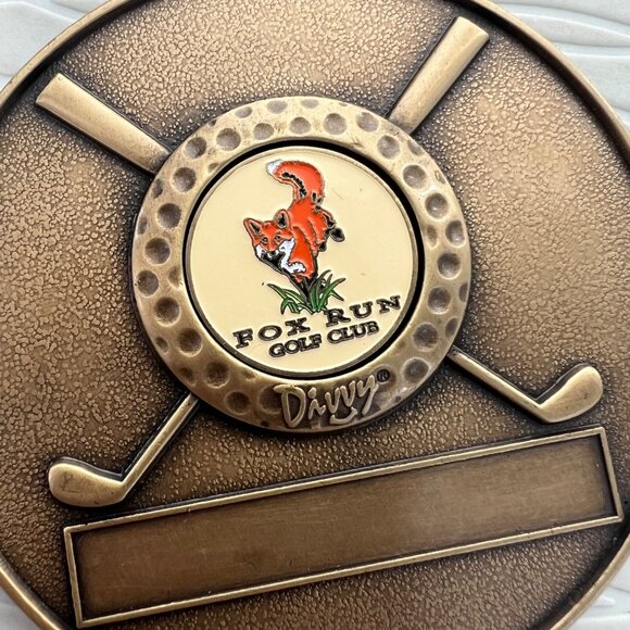 Divvy Fox Run Golf Club Bag Tag Brass Enamel Buckle Strap Golf Accessories Retro - Picture 5 of 6